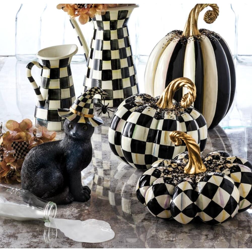 NEW MacKenzie-Childs Beaded Harlequin Squashed Pumpkin in Original Box - Picture 2 of 16